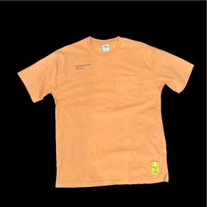 Zara Mens Orange Relax Fit Graphic T-Shirt
